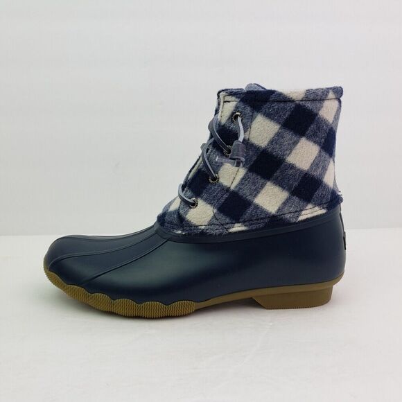 Sperry Top Sider Saltwater Youth Size 6Y Blue Plaid Wool Waterproof Duck Boots - Picture 3 of 13